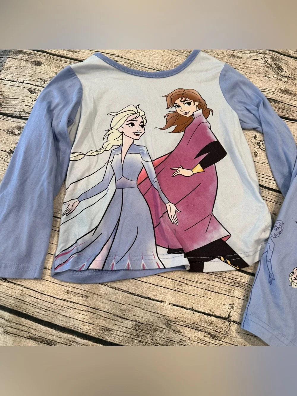 Disney Frozen Girls Pajama Set in Light Blue with Pink Accents Size 4t